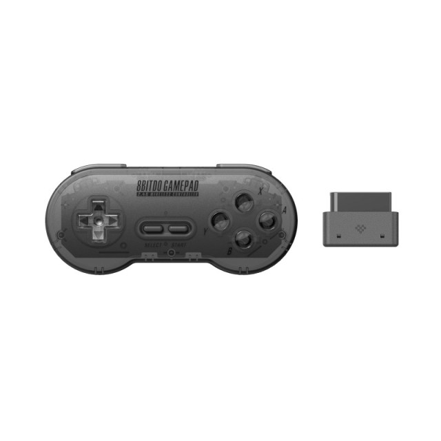 Controle Remoto Super Nintendo SNES SN30 Wireless 8BitDo Preto Transparente