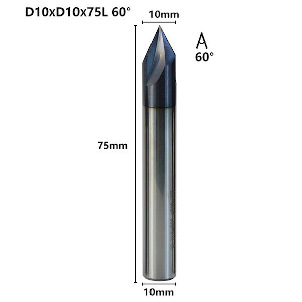 Fresa de Chanfro 60°, 10,0 mm Metal Duro HRC50 AlTiN