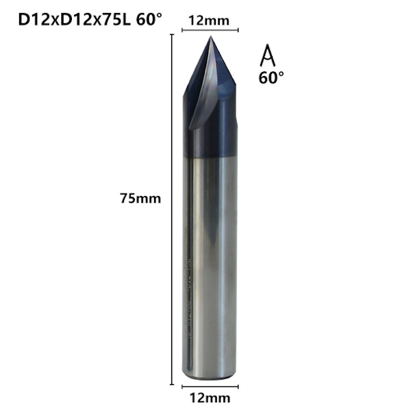 Fresa de Chanfro 60°, 12,0 mm Metal Duro HRC50 AlTiN