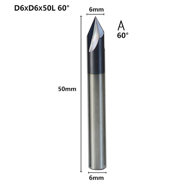 Fresa de Chanfro 60°, 6,0 mm Metal Duro HRC50 AlTiN