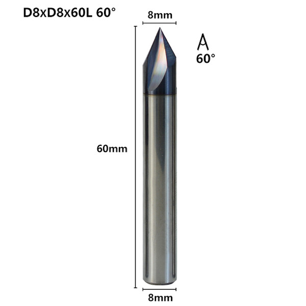 Fresa de Chanfro 60°, 8,0 mm Metal Duro HRC50 AlTiN