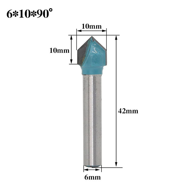 Fresa V-Bit para Madeira 2 Facas 6x10 mm 90°