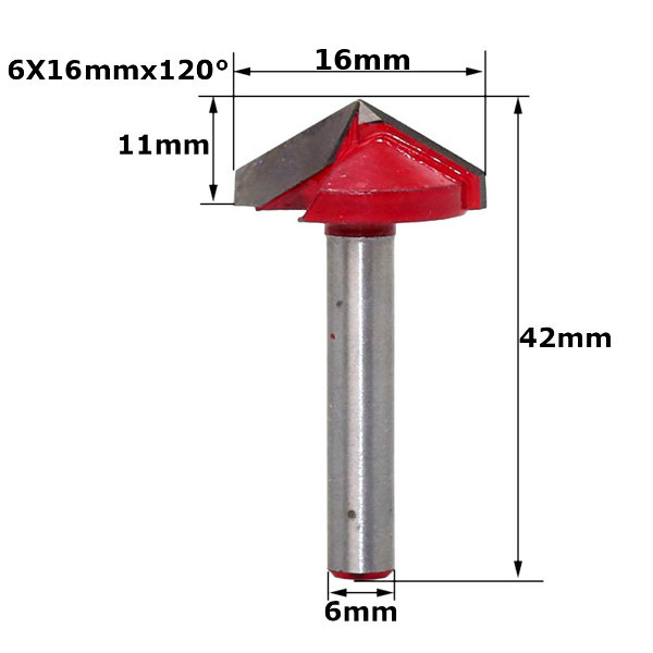 Fresa V-Bit para Madeira 2 Facas 6x16 mm 120°