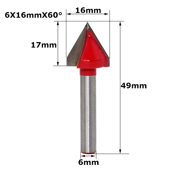 Fresa V-Bit para Madeira 2 Facas 6x16 mm 60°