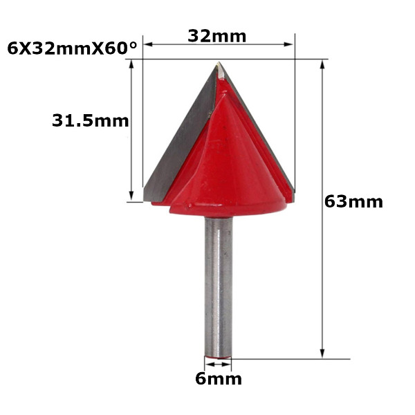 Fresa V-Bit para Madeira 2 Facas 6x32 mm 60°