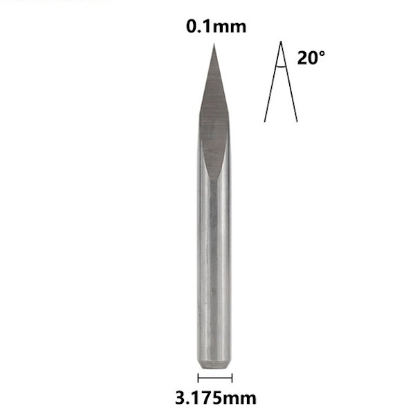 Fresa Piramidal Para Gravação 1/8'' (3,175 mm) com Ponta 20° de 0,1 mm