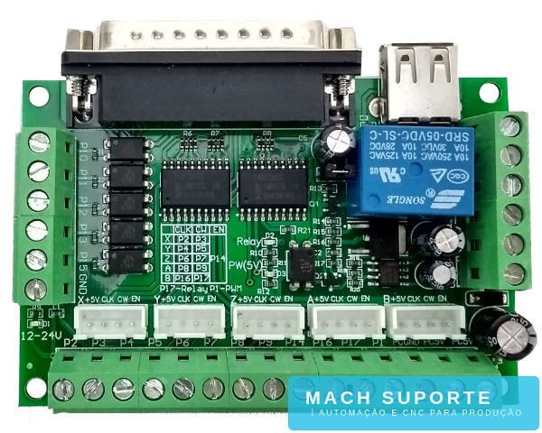 Interface Placa Controladora CNC Porta Paralela DB25 5 Eixos para Mach3