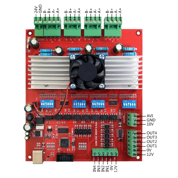 Placa Controladora CNC Integrada RnR CNC4AX TB6560 c/ Porta USB 4 Eixos para Mach3