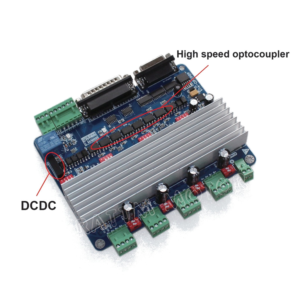 Placa Controladora CNC Integrada CNC4AX TB6560 Tipo H c/ Porta Paralela 4 Eixos para Mach3